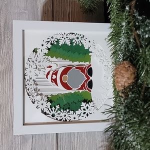 Handmade Shadow Box with Gnome